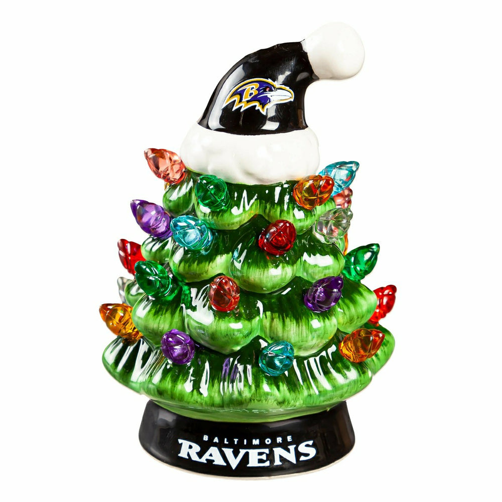 4" Mini LED Tabletop Christmas Tree, Set of 2, Baltimore Ravens - NFL Home