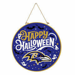 Baltimore Ravens Halloween Round Door Décor with Hanging Rope, 18x18 - NFL Home