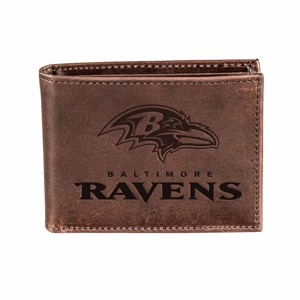 Baltimore Ravens, Bi-Fold Wallet, Brown, CH, 100% Genuine Leather - NFL Home