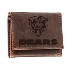 Chicago Bears, Tri-Fold Wallet, Brown, CH, 100% Genuine Leather - NFL Home