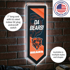 LED Wall Decor, Pennant, Chicago Bears - NFL Home