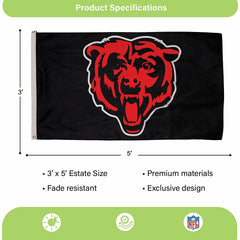 Chicago Bears Single Sided Estate Flag with 2 Grommets 3'x5' - NFL Home