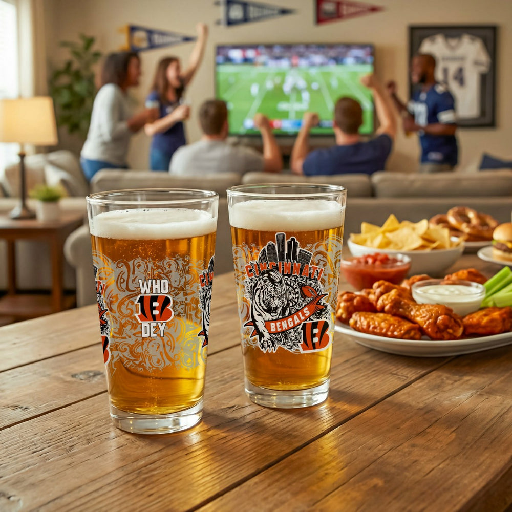 Cincinnati Bengals 16oz Glass pint, Set of 2 - NFL Home