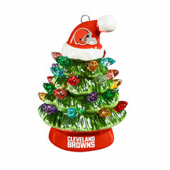 Cleveland Browns 4" Mini LED Tabletop Christmas Tree, Set of 2 - NFL Home