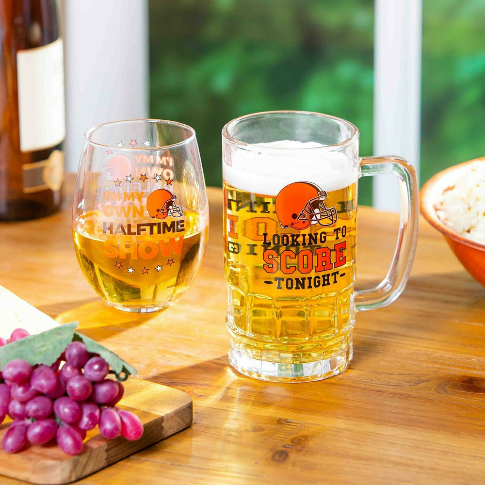 Cleveland Browns, Stemless 17OZ Wine & Beer 16 OZ Gift Set - NFL