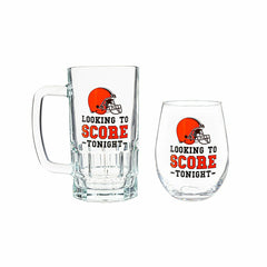 Cleveland Browns, Stemless 17OZ Wine & Beer 16 OZ Gift Set - NFL