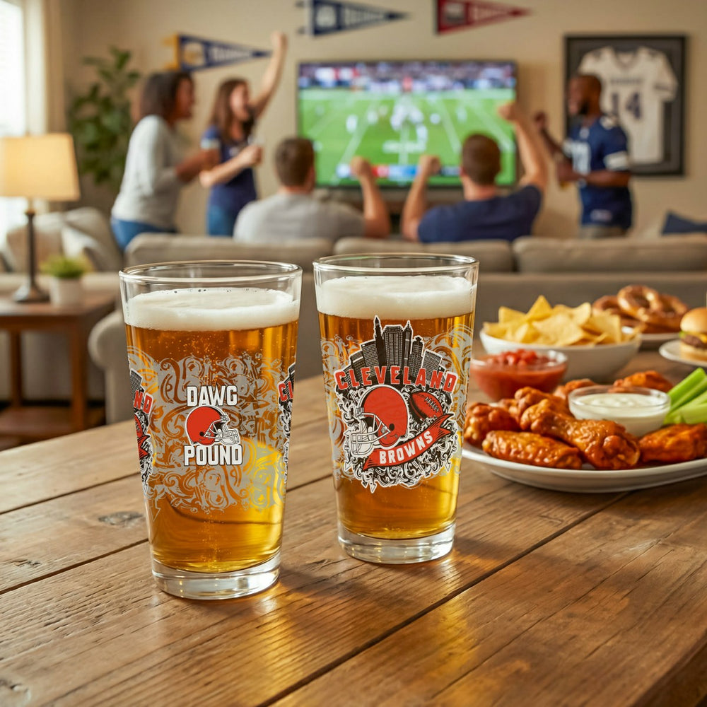 Cleveland Browns 16oz Glass pint, Set of 2 - NFL Home