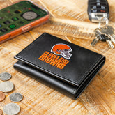 Cleveland Browns Black Tri-Fold Embroidered Wallet w/ RFID Blocking - NFL Home