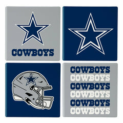 Dallas Cowboys Ceramic Coasters Set, 4pcs with Wood Caddy - NFL