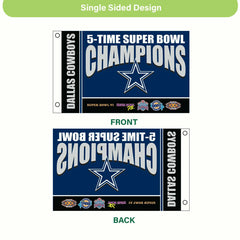 Dallas Cowboys 5X Superbowl Champions Football 3x5 Flag - NFL Home