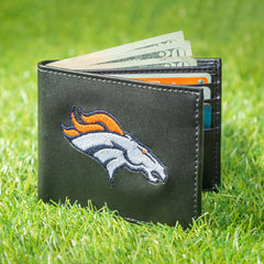 Denver Broncos Black Bi-Fold Embroidered Wallet w/ RFID Blocking - NFL Home