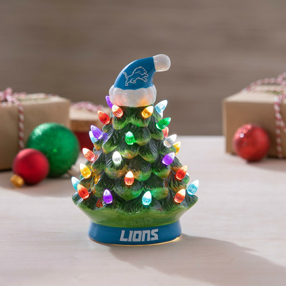 8" LED Ceramic Christmas Tree, Detroit Lions - NFL Home