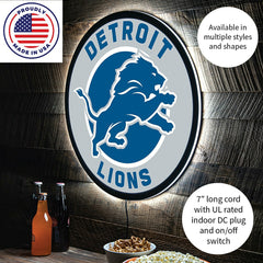 LED Wall Decor, Round, Detroit Lions - NFL Home