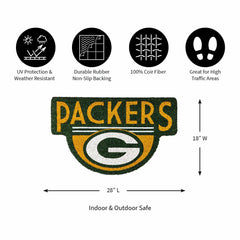 NFL Shaped Coir Door Mat, Packers - NFL