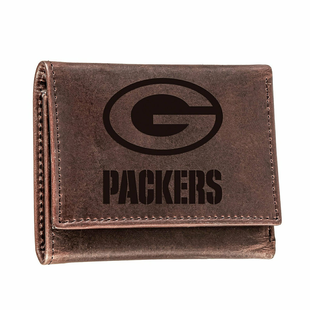 Green Bay Packers, Tri-Fold Wallet, Brown, CH, 100% Genuine Leather - NFL Home