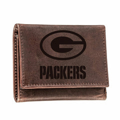 Green Bay Packers, Tri-Fold Wallet, Brown, CH, 100% Genuine Leather - NFL Home
