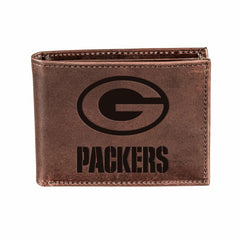 Green Bay Packers, Bi-Fold Wallet, Brown, CH, 100% Genuine Leather - NFL Home