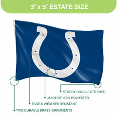 Indianapolis Colts Single Sided Flag w/ 2 Grommets, 3'x5' - NFL Home