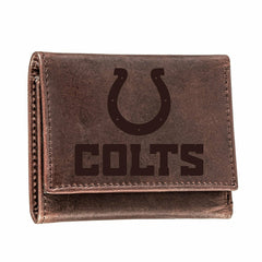 Indianapolis Colts, Tri-Fold Wallet, Brown, CH, 100% Genuine Leather - NFL Home
