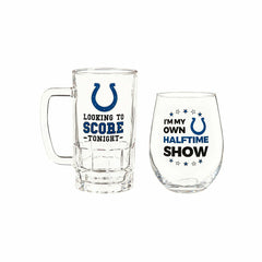 Indianapolis Colts, Stemless 17OZ Wine & Beer 16 OZ Gift Set - NFL