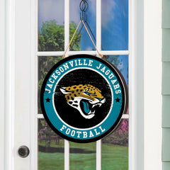 Jacksonville Jaguars Round Door Décor with Hanging Rope, 18x18 - NFL Home