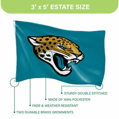 Jacksonville Jaguars Single Sided Flag w/ 2 Grommets, 3'x5' - NFL Home