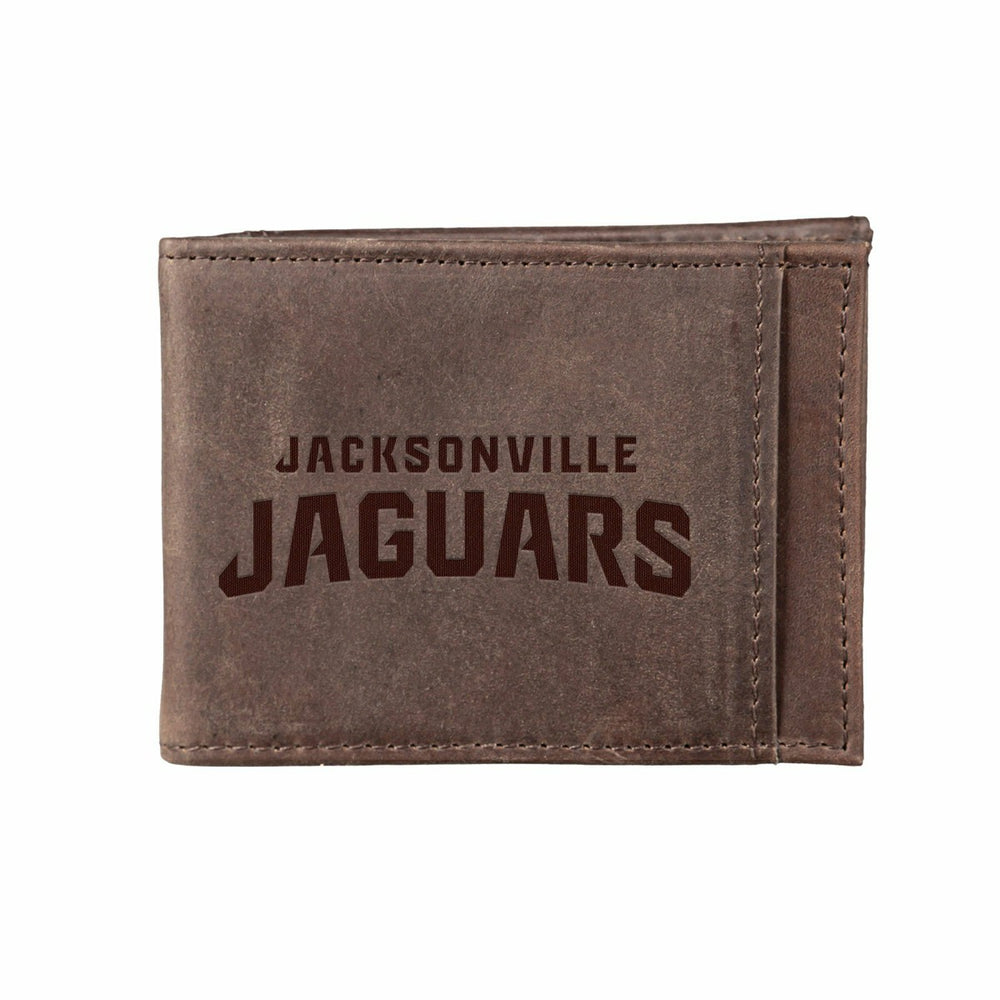 Front Pocket Wallet w/ RFID Blocking, Jacksonville Jaguars, Brown - NFL Home