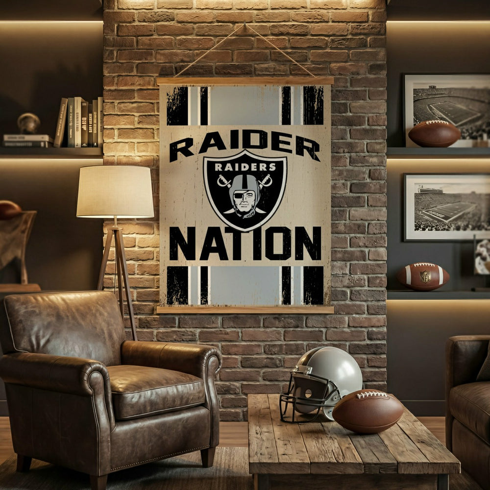 Las Vegas Raiders, Canvas Wall Tapestry, Large, 54x36 - NFL Home