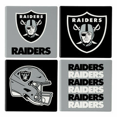 Las Vegas Raiders Ceramic Coasters Set, 4pcs with Wood Caddy - NFL