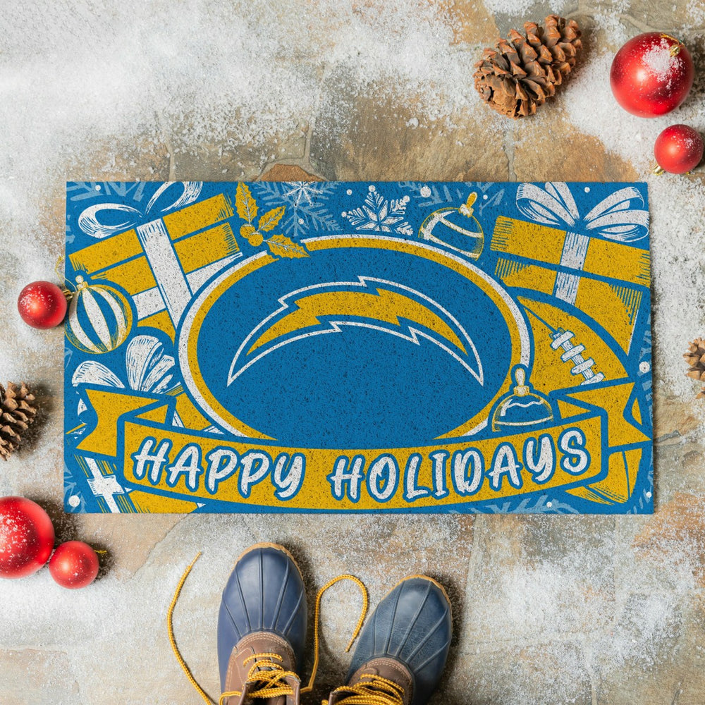 Los Angeles Chargers Holiday PVC Mat, 28"x16" - NFL