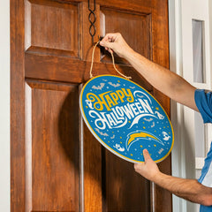 Los Angeles Chargers Halloween Round Door Décor with Hanging Rope, 18x - NFL Home