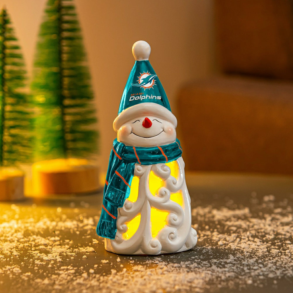 Miami Dolphins Snowman LED Statuary, 8" - NFL Home