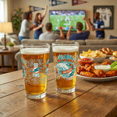 Miami Dolphins 16oz Glass pint, Set of 2 - NFL Home