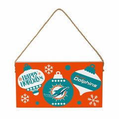 Miami Dolphins Holiday Wood Wall Sign, 6x11 - NFL Home