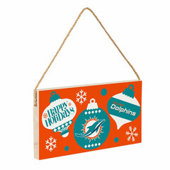 Miami Dolphins Holiday Wood Wall Sign, 6x11 - NFL Home