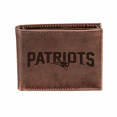 New England Patriots, Bi-Fold Wallet, Brown, CH, 100% Genuine Leather - NFL Home