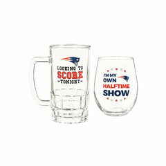 New England Patriots, Stemless 17OZ Wine & Beer 16 OZ Gift Set - NFL