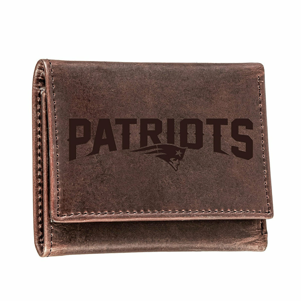 New England Patriots, Tri-Fold Wallet, Brown, CH, 100% Genuine Leather - NFL Home