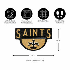 NFL Shaped Coir Door Mat, Saints - NFL