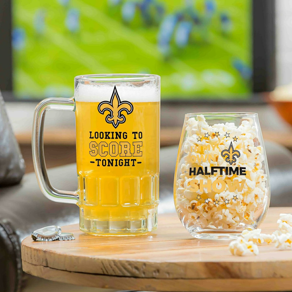 New Orleans Saints, Stemless 17OZ Wine & Beer 16 OZ Gift Set - NFL Home