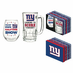 New York Giants, Stemless 17OZ Wine & Beer 16 OZ Gift Set - NFL Home
