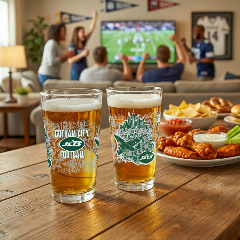 New York Jets 16oz Glass pint, Set of 2 - NFL Home