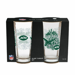 New York Jets 16oz Glass pint, Set of 2 - NFL Home