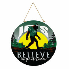 New York Jets Bigfoot Round Door Décor with Hanging Rope, 18x18 - NFL Home