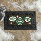 New York Jets Holiday Flocked Coir Sassafras Switch Mat, 22"x10" - NFL