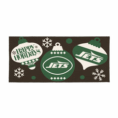 New York Jets Holiday Flocked Coir Sassafras Switch Mat, 22"x10" - NFL