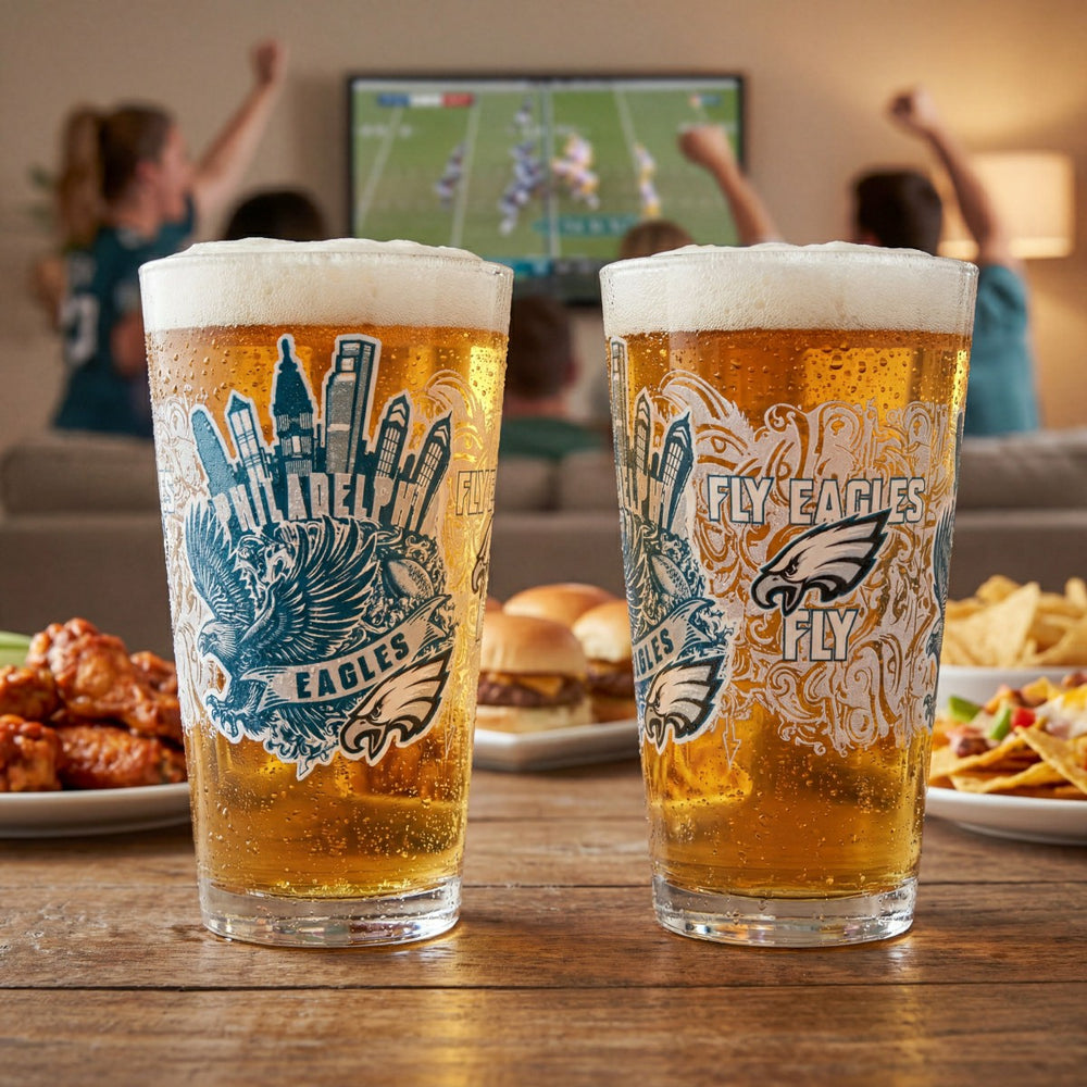 Philadelphia Eagles 16oz Glass pint, Set of 2 - NFL Home