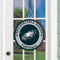 Philadelphia Eagles Round Door Décor with Hanging Rope, 18x18 - NFL Home