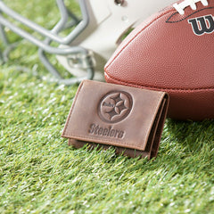 Pittsburgh Steelers, Tri-Fold Wallet, Brown, CH, 100% Genuine Leather - NFL Home