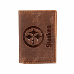 Pittsburgh Steelers, Tri-Fold Wallet, Brown, CH, 100% Genuine Leather - NFL Home